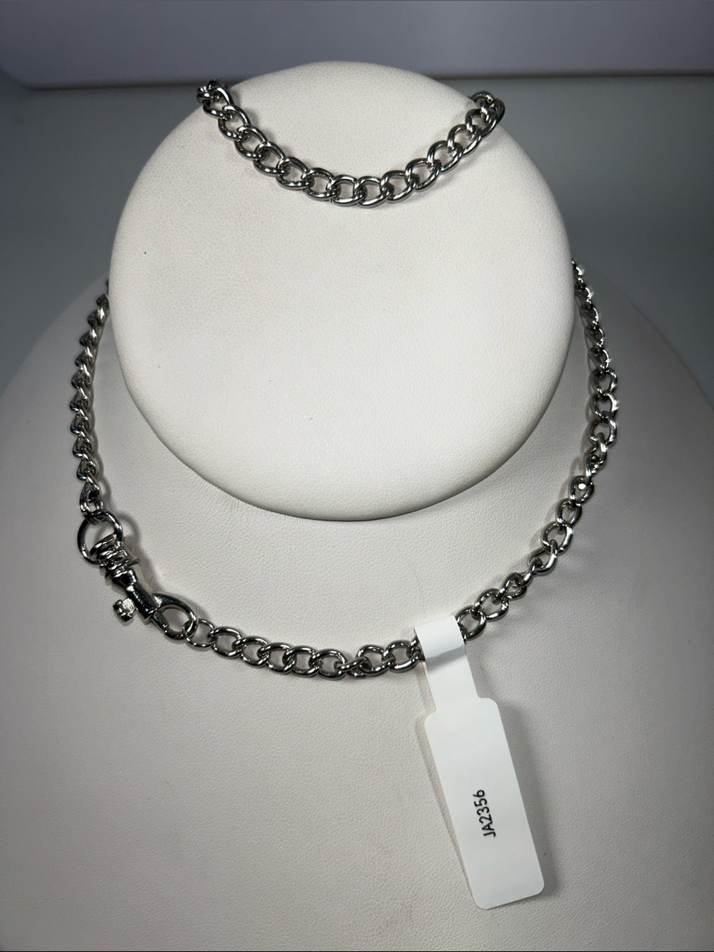 NWT Artisan Handmade Stainless Steel Curb Link Statement Clasp Necklace